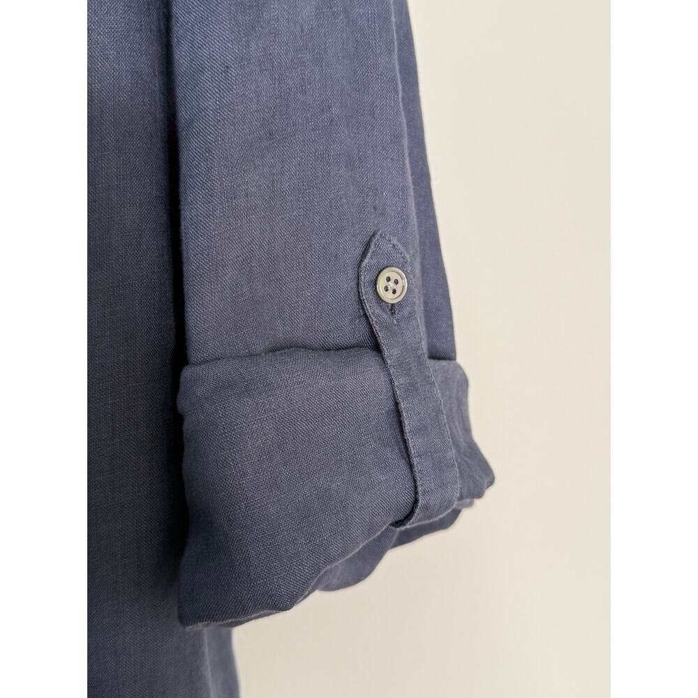 J.Jill Linen Blue Pin-tuck Roll-tab Sleeve Mini Shirt Dress Sz 1 X Plus - Picture 4 of 12